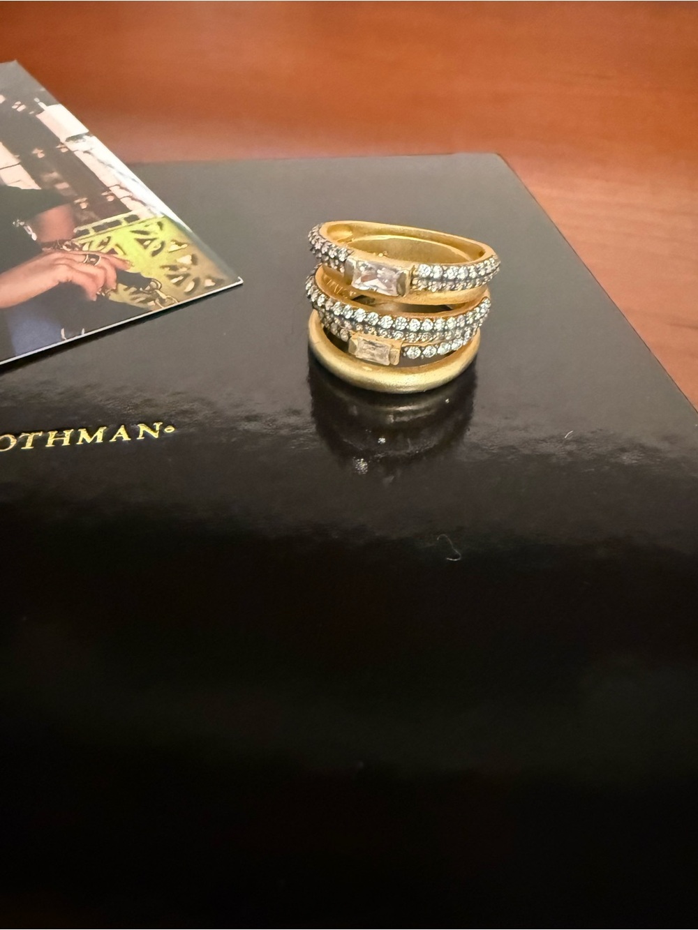 Gold-Tone Crystal Stackable Ring Set